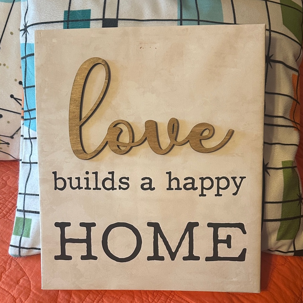 Love Builds a Happy Home Wall Decor - Gold and Black